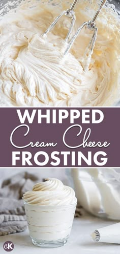 whipped cream cheese frosting in a glass bowl