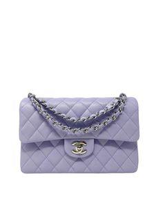 New arrival! Absolutely rare bag. 21 K dream colour handbags are sold out quickly once they are in retail. However, if you missed out on either last year's purple or this spring's lilac, this color may suit your fancy. Light purple colour is a bit more lavender than lilac. It's called “light purple". We present a Classic Chanel Small Flap Bag in light purple shiny grained calfskin (caviar) leather with shiny silver hardware. The bag is in excellent condition. Comes with a full set: box, dustbag, microchip. Year 2021 Measurements: 23 x 13 x 6,5 cm Purple Chanel, Manifestation List, Chanel Classic Jumbo, Fancy Light, Dream Bags, Classic Chanel, Purple Colour, Chanel Fashion, Shiny Silver