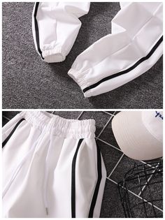 FREE SHIPPING Women Striped Jogger Pants JKP1809 Trendy White Jogging Bottoms, Trendy White Joggers For Jogging, Stretch White Jogging Pants, White Stretch Jogging Pants, White Stretch Pants For Jogging, Sporty White Pants With Elastic Cuffs, New Pant, Pleated Pants, Sport Pants