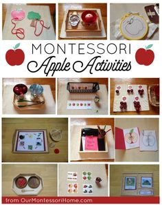 the montessori apple activities are organized and ready to be played in their homes