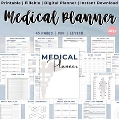 the medical planner printable is shown in black and white, with text that reads medical planner