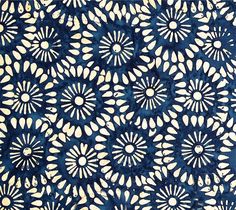 a blue and white flower print fabric