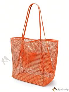 Bird in Bag - Womens Foldable Casual Tote Bag - Maximum 23 Shoulder Handbag for Beach and Picnic Orange Beach Bags For Daily Use, Summer Beach Satchel Bag For Shopping, Summer Satchel Beach Bag For Shopping, Trendy Orange Rectangular Beach Bag, Orange Bucket Bag For Beach, Lightweight Summer Shopping Bags, Orange Summer Bag For Daily Use, Orange Rectangular Beach Bag For Shopping, Orange Bags For Daily Summer Use