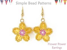 flower power earrings with the text, how to make an earring out of flowers