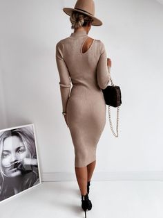 Color: Khaki/Green/BlackMaterial: Knit Midi Dresss, High Neck Midi Dress, Green Midi Dress, Long Sleeve Turtleneck, Bodycon Midi, Knit Midi, Long Sleeve Bodycon, Blue Midi Dress, Loose Dress