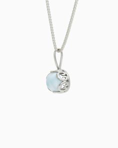 The Princess Petroglyph Stone Pendant is a great addition to your jewelry collection. Handcrafted from sterling silver, this pendant showcases a round larimar cabochon with intricate petroglyph detailing around its base. Its versatile design allows you to effortlessly pair it with casual everyday outfits or use it as the perfect finishing touch for your night-out ensemble. Pair with your favorite chain, sold separately. Metal: Sterling silver Stone: Larimar Dimensions: 16mm x 8mm Style #: P208L Elegant Larimar Pendant Jewelry, Elegant Larimar Cabochon Jewelry, Hook Bracelet, Blue Gemstones, Stone Pendant, Handmade Design, Casual Everyday, The Princess, Stone Pendants