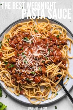 the best weeknight pasta sauce in a white bowl