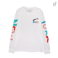 Puma Bradley Theodore New York Longsleeve Tee 578229 White Mens Size Medium New 100% Authentic! Please Ask All Questions Before Buying! Sporty Puma Logo Tops For Streetwear, White Long Sleeve T-shirt Athleisure Style, Puma Logo Cotton Top For Streetwear, Long Sleeve T-shirt With Logo Print In Athleisure Style, Athleisure Cotton Tops With Puma Logo, Puma Logo Crew Neck Top For Streetwear, White Moisture-wicking T-shirt For Spring, Sports Tops With Logo Print And Long Sleeves, White Long Sleeve Sports Tops