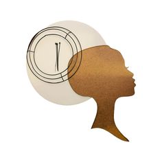 a woman's head with a clock on it