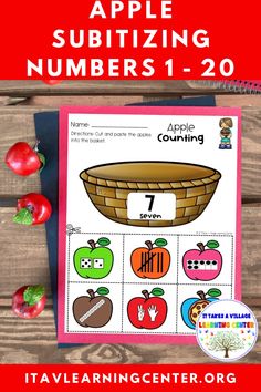 an apple subitizing number 1 - 20 printable activity