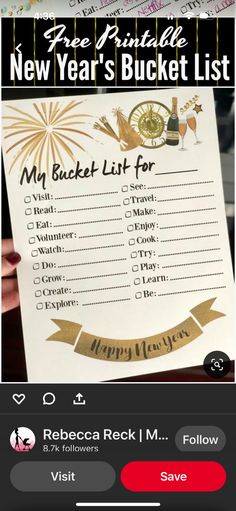 the new year's bucket list is shown in this screenshote screen shot