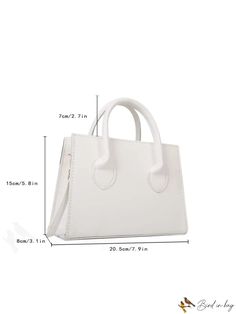 BirdinBag - Chic Dual-Handled Square Bag - Embrace Minimalist Elegance Formal White Satchel With Large Capacity, White Large Capacity Satchel For Formal Occasions, Elegant White Bag With Adjustable Handle, White Tote Box Bag With Adjustable Handle, White Rectangular Shoulder Bag With Adjustable Handle, White Everyday Tote Evening Bag, White Tote Evening Bag For Shopping, White Top Handle Box Bag With Adjustable Handle, Solid Rectangular Satchel With Handles