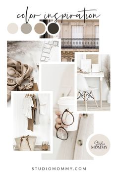 a collage of photos with the words color inspirationtion on it and various items