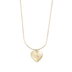 PRICES MAY VARY. The Heart Locket Necklace is a sleek heart pendant featuring a falling star crystal accent - a representation of our inner light. The locket opens up to reveal inscribed words 'Follow Your Heart'. Inspired by our bestselling Harlow Locket Heart Necklace, this updated refined heart silhouette, sits on the brand's signature classic chain necklace. 14K Gold Plating - Our jewelry is finished with a layer of 14K gold micron plating to give our jewels a luxe golden shine. Durable styl Hesrt Locket Necklace, Heart Locket Amazon, Locket Chain, Heart Silhouette, Wanderlust And Co, Star Crystal, Falling Star, Heart Locket Necklace, Falling Stars