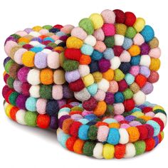 PRICES MAY VARY. Sufficient Quantity: you will receive 8 pieces of the wool felt balls coasters, about 4 inches/ 10 cm in diameter, large quantity to satisfy your daily use, replacing and sharing needs, can go well with your tea set, creating a lovely table centerpiece Cute and Attractive Design: these felted wool coasters are jointed with many small and colorful wool felt balls in the round shape, which is novel and eye catching, will be nice additions to your table, increasing the cute and del Pom Pom Coasters, Felt Ball Coasters, Wool Felt Coasters, Rainbow Pom Pom, Wool Coasters, Felt Coasters, Absorbent Coasters, Bar Coasters, Felt Balls