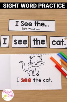 sight word practice with pictures and words to help students learn sight words in the classroom