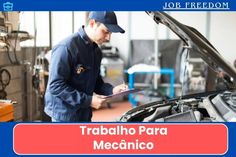 a mechanic working on the hood of a car in a garage with his clipboard