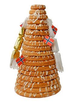 a large stack of cookies with flags on them