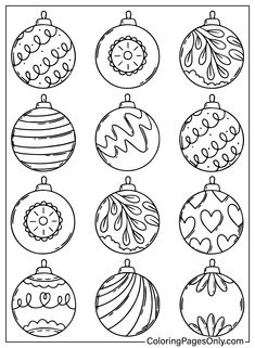 christmas ornaments coloring page for kids