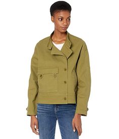 Madewell Felton Military Jacket Utility Cropped Jacket With Flap Pockets For Work, Casual Double-breasted Cropped Jacket With Pockets, Khaki Utility Cropped Jacket For Work, Utility Button-up Cropped Jacket For Work, Utility Cropped Button-up Jacket For Work, Khaki Cropped Jacket With Pockets For Work, Utility Cropped Jacket With Button Closure For Work, Trendy Utility Jacket With Flap Pockets For Work, Versatile Spring Outerwear With Buttons