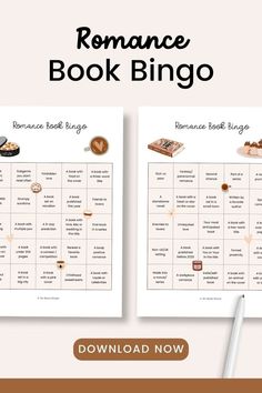 the romance book bingo game is shown in two different positions