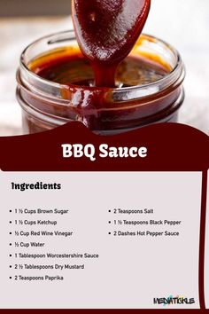 BBQ Sauce Ingredients: Ketchup, brown sugar, vinegar, garlic, and a blend of spices. Fire up your grilling adventures! 🍖🔥 #BBQSauce #HomemadeBBQ Make Bbq Sauce, Bbq Sauce Ingredients, Simple Family Meals, Hot Sauce Recipes, Spice Mix Recipes, Condiment Recipes