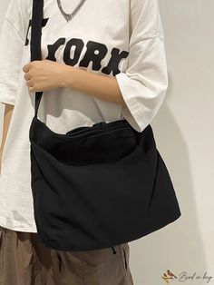 Bird in Bag - Womens Casual College Style Backpack in Black Canvas Minimalist Design Casual Solid Color Standard Backpack Shoulder Bag, Everyday Black Canvas Softback Bag, Everyday Black Softback Canvas Bag, Simple Large Capacity Solid Canvas Bag, Black Canvas Backpack For Everyday, Black Canvas Backpack For Everyday Use, Solid Color Canvas Bag With Adjustable Strap For School, Casual Black Canvas Backpack, Black Solid Color Shoulder Bag For School