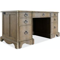 an old style desk with two drawers and a drawer on one side, the other half open