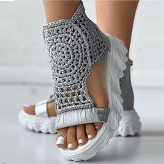 Category:Sandals; Upper Materials:PU; Season:Summer; Heel Type:Wedge Heel; Gender:Women's; Toe Shape:Open Toe; Style:Casual; Heel Height(inch):1-2; Outsole Materials:PU; Occasion:Daily; Closure Type:Zipper; Pattern:Solid Color; Listing Date:06/05/2023; Production mode:External procurement; 2023 Trends:Comfort Shoes; Foot Length:; Foot Width:; Size chart date source:Provided by Supplier. Mesh Flats, Rope Sandals, Geometric Knit, Modern Sandals, Summer Wedges, Chic Type, Shoe Pattern, Jeans Casual, Fashion Heels