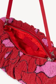 Beaded mini bag from Staud. Available in many different patterns Elegant Staud Party Bags, Luxury Red Beaded Bag, Chic Beaded Pouch Shoulder Bag, Chic Beaded Pouch Clutch, Beaded Clutch Pouch For Evening, Beaded Pouch For Party, One Clothing, Beaded Bags, Mini Tote