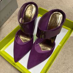 New In Box Listed As A Size 6/37. Fits More Like A 6.5, Almost A 7. Id Also Say It Is Somewhat Wide. I Usually Wear A 6.5-7 And These Fit Perfectly Except Being Only A Tad Bit Short In Length. Purple Mules, Shoe Diva, Closed Toe Heels, London Shoes, Purple Shoes, Violet Purple, Ted Baker London, High Heels Stilettos, Purple Color