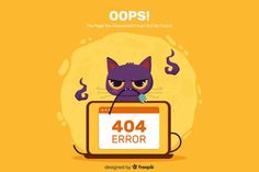 a cartoon cat sitting on top of a computer screen with the words 404 error written in front of it