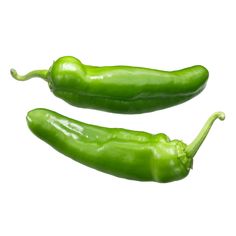 two green peppers on a white background with clippings to the left and right