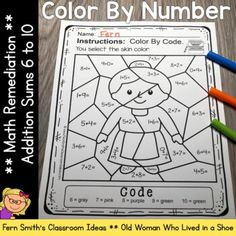 the color by number worksheet for kids to learn how to read and write numbers