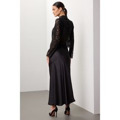 Black lace (55% Nylon, 45% Cotton). Top. Long sleeves. Collar. Front button closure. 22" from shoulder to hemline. Imported. Lace Front Top, Rent The Runway, Closet Designs, Jason Wu, Feminine Look, Cotton Top, Lace Front, Black Lace, Lace Top