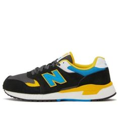 New Balance Black ML570QZ (SNKR/Retro/Casual/Unisex/Low Top) Retro Black Running Sneakers, Black Retro Sneakers For Running, Retro Black Sneakers For Running, Retro Black Sneakers For Sports, Retro New Balance Black Sneakers, Casual Black New Balance Sneakers, New Balance Black, Black N Yellow, Low Top