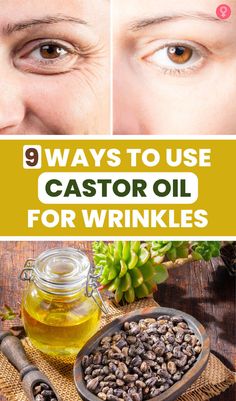 Castor oil is a wonderful ingredient that helps solve several issues, like pigmentation and signs of premature aging. Many people swear by using castor oil as a remedy for wrinkles as it may moisturize and hydrate the skin to keep it plump, thus minimizing the appearance of fine lines. #homeremedies #oils #skin #skincare #eyes #beauty #beautytips #haircare Castor Oil For Wrinkles, Castor Oil Benefits Skin, Castor Oil For Face, Get Rid Of Wrinkles, Castor Oil Benefits, Oil Benefits, Skin Care Recipes