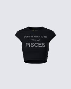 Pisces Shirt, Obx Dr, Dont Be Mean, T Shirt Time, Rhinestone Top, Concert Outfits, Girly Shoes, A Cap, Cargo Pant