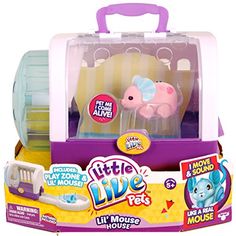 the little live pets lil mouse playset is in its purple and white plastic case