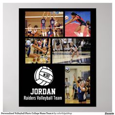 an advertisement for the jordan volleyball team, featuring images of women's and men's teams