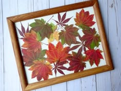 a wooden frame with some leaves on it