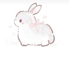 a white rabbit with a pink bow on its head