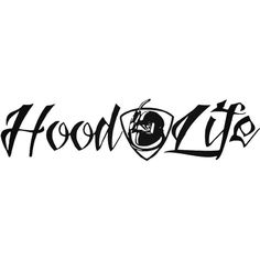 the word hood city written in black ink on a white background