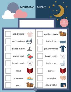 the morning and night worksheet for kids to practice their english language skills with