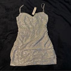 Gorgeous Lucy In The Sky Sequin Silver Dress. Size L. Never Worn! So Flattering Mini! Perfect For Homecoming, Parties, Cocktails. Fitted Mini Dress For Summer Holiday Party, Fitted Dress For Summer Holiday Party, Fitted Mini Dress With Spaghetti Straps For Holiday Party, Fitted Sequin Dress For Holiday Party In Summer, Sequin Silver Dress, Dresses Lucy In The Sky, Lucy In The Sky Dress, Chic Fits, Silver Dresses