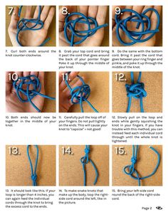 instructions to make a knotted knot for bracelets and necklaces, with step by step instructions