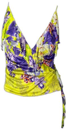 Yellow Floral Print Silk Tops, Yellow Silk Top With Floral Print, Yellow Silk Summer Tops, Orchid Print, Floral Toile, Donatella Versace, Cadillac Escalade, Neon Green, Cadillac