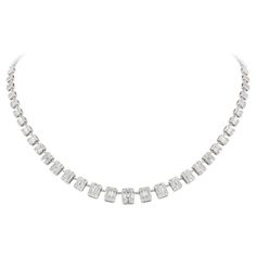 NECKLACE 18K White Gold Diamond 1.37 Cts/100 Pcs Tapered Baguette 4.59 Cts/125 Pcs Formal Baguette Diamond Necklaces, Luxury Formal Necklaces With Baguette Diamonds, Luxury Baguette Diamond Necklaces For Formal Occasions, Luxury Formal Baguette Diamond Necklaces, White Baguette Cut Diamond Necklace, Formal Cubic Zirconia Diamond Necklace With Baguette Cut, Dazzling Baguette Cut Diamond Necklace For Formal Occasions, Formal Fine Jewelry Necklace With Baguette Diamonds, Formal Diamond Baguette Necklace