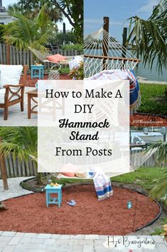 a hammock stand with the words how to make a diy hammock stand from posts