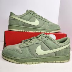 Nike Dunk Low Retro Premium Size 15 Men Oil Green/Olive Aura Phantom Sku: Fb8895-300 100% Authentic Brand New With Box (Box Is Missing Lid) Any Questions? Make Sure To Ask Price Firm Nike Low Dunk Olive Green, Urban Green Custom Sneakers With Gum Sole, Urban Style Green Custom Sneakers With Gum Sole, Nike Urban Custom Green Sneakers, Nike Urban Green Custom Sneakers, Urban Nike Custom Green Sneakers, Casual Olive Leather Sneakers, Nike Green Leather Custom Sneakers, Olive Low-top Sneakers For Sports